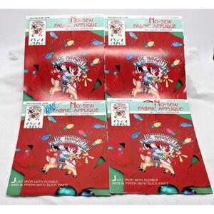 Lot of 4 VTG Daisy Kingdom Christmas No-Sew Fabric Appliques Be Naughty NOS